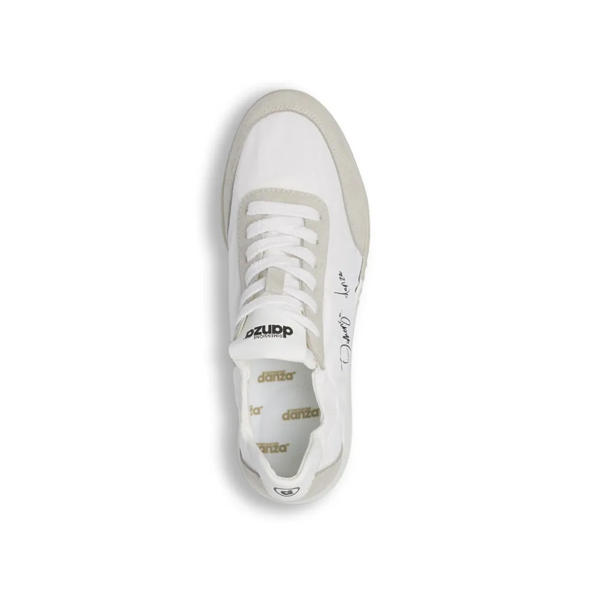 Sneakers da donna bianche in tessuto con dettagli scamosciati Dimensione Danza