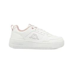 Sneakers da donna bianche Kappa in similpelle con inserti rosa chiaro