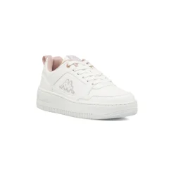 Sneakers da donna bianche Kappa in similpelle con inserti rosa chiaro