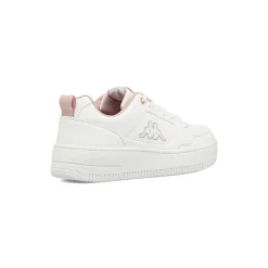 Sneakers da donna bianche Kappa in similpelle con inserti rosa chiaro