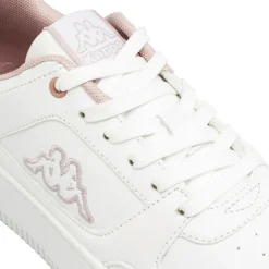 Sneakers da donna bianche Kappa in similpelle con inserti rosa chiaro