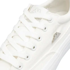 Sneakers da donna bianche Kappa in tessuto con dettagli metallizzati