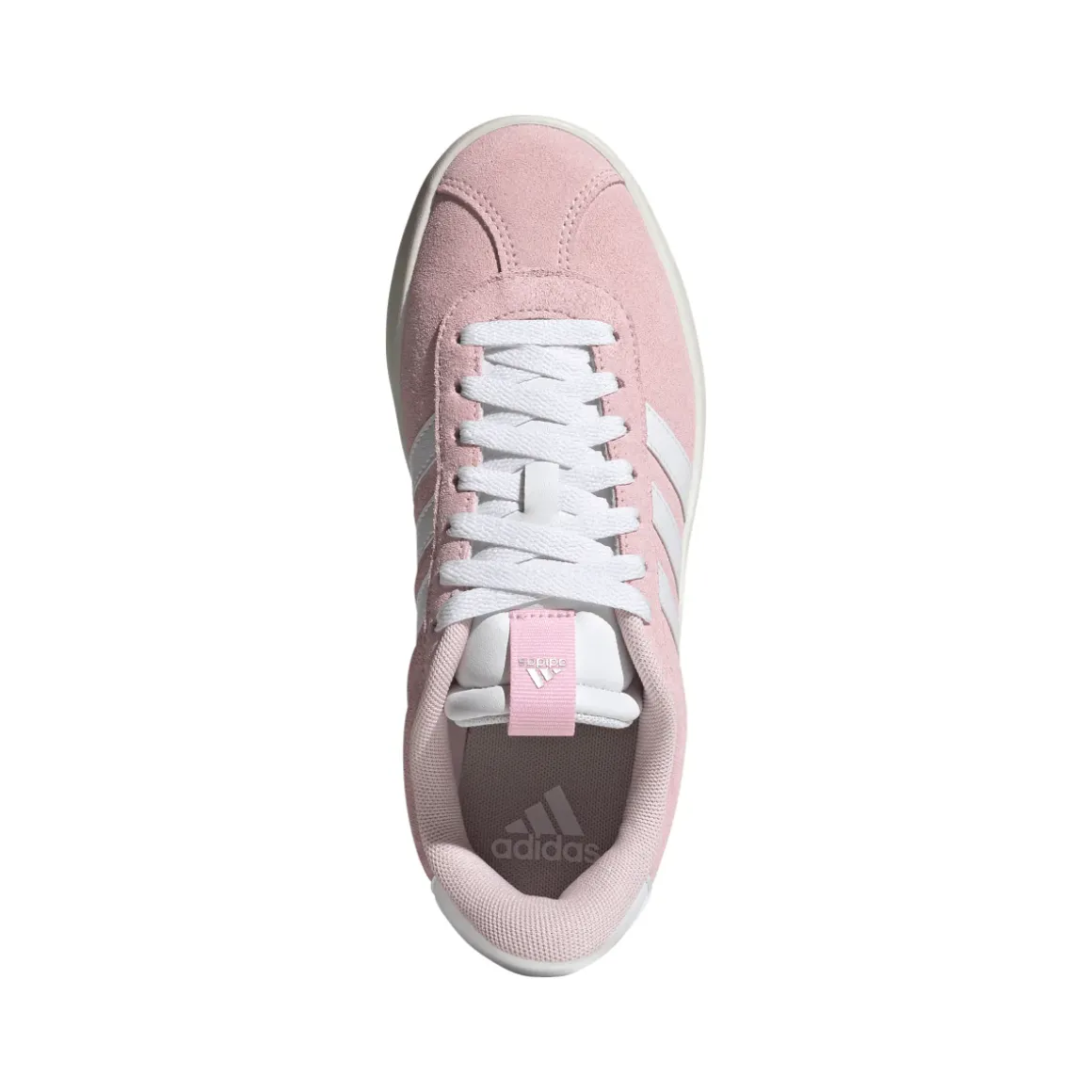 Sneakers da donna in pelle effetto scamosciato rosa e bianche adidas VL Court 3.0