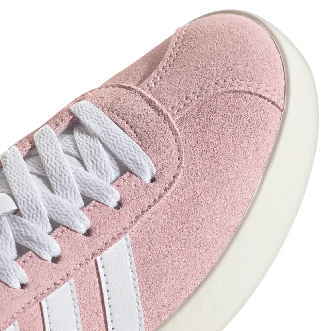 Sneakers da donna in pelle effetto scamosciato rosa e bianche adidas VL Court 3.0