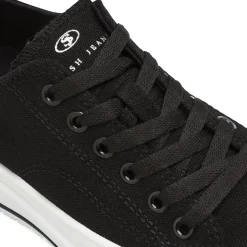 Sneakers da donna nere in tessuto con suola platform Swish Jeans