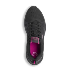 Sneakers da donna nere Kappa in tessuto traspirante con inserti fucsia