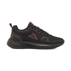 Sneakers da donna nere Kappa in tessuto traspirante con inserti fucsia