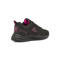 Sneakers da donna nere Kappa in tessuto traspirante con inserti fucsia