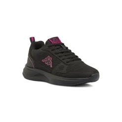 Sneakers da donna nere Kappa in tessuto traspirante con inserti fucsia