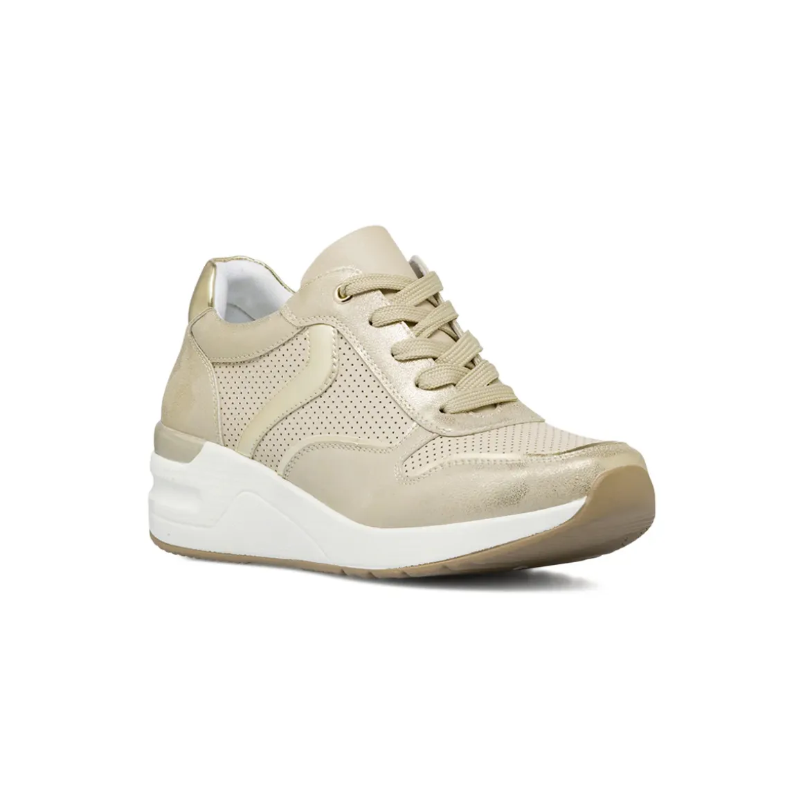 Sneakers da Donna platform beige con tomaia traforata Lora Ferres