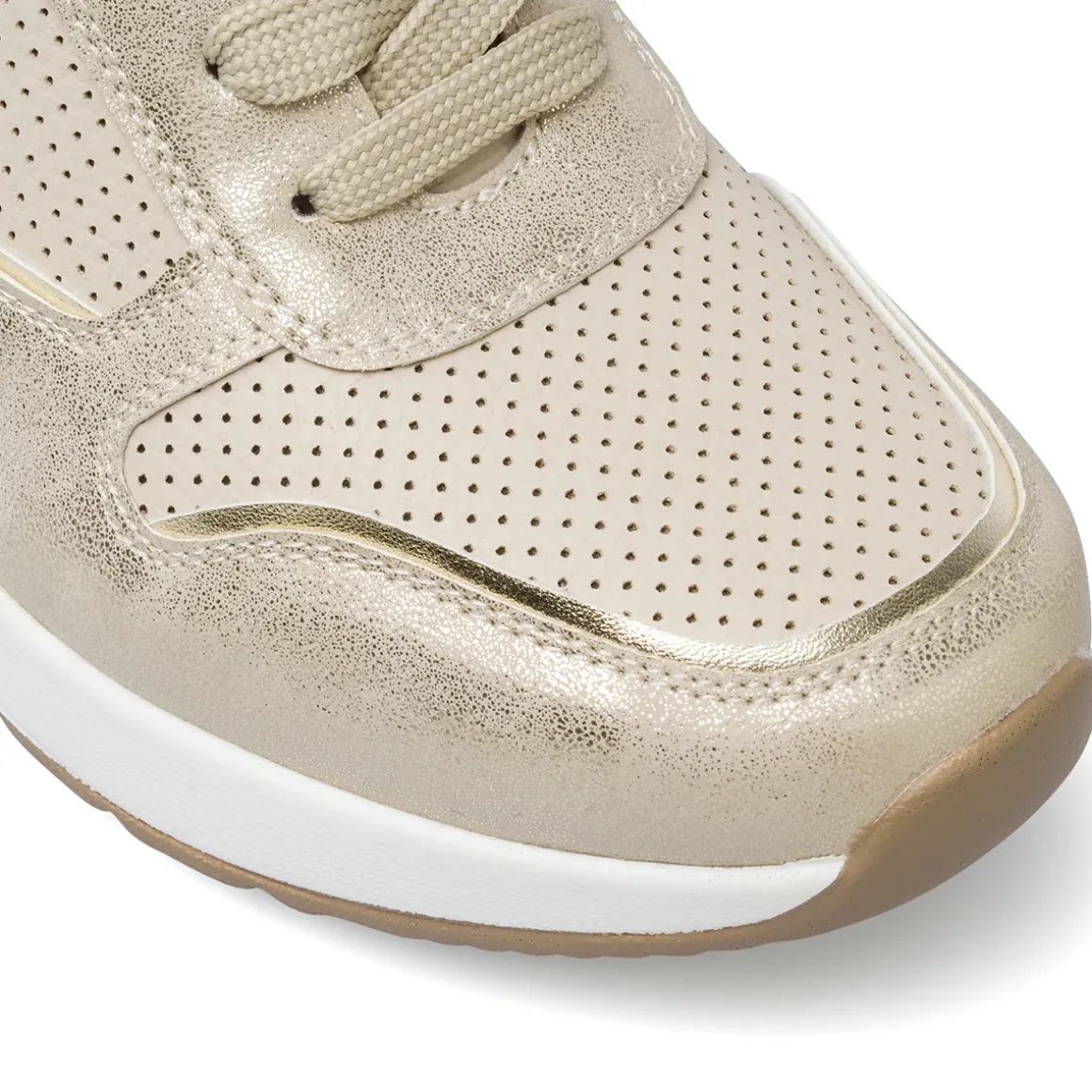 Sneakers da Donna platform beige con tomaia traforata Lora Ferres