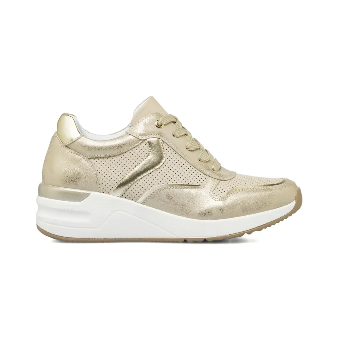 Sneakers da Donna platform beige con tomaia traforata Lora Ferres