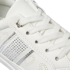 Sneakers da Ragazza bianche Dieci Baci con strass e dettagli argento