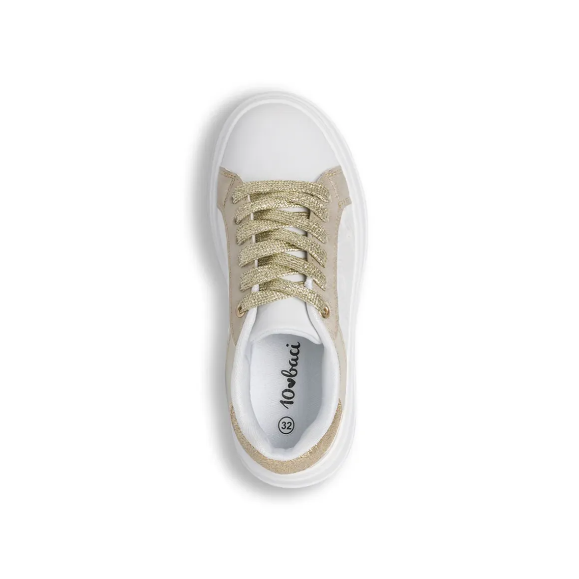 Sneakers da Ragazza bianche e oro con inserti in pizzo Dieci Baci