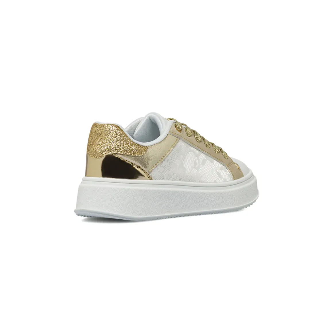 Sneakers da Ragazza bianche e oro con inserti in pizzo Dieci Baci