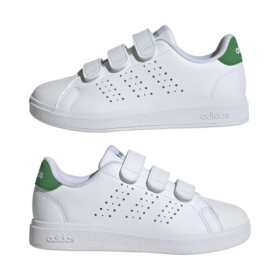 Sneakers da ragazzo bianche con dettagli verdi Advantage Base 2.0 adidas