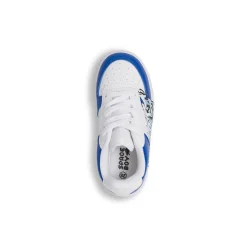 Sneakers da ragazzo bianche con graffiti blu e stampa street Space Boy