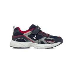 Sneakers da Ragazzo blu con inserti grigi e rossi e strappo Navigare