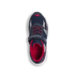 Sneakers da Ragazzo blu con inserti grigi e rossi e strappo Navigare