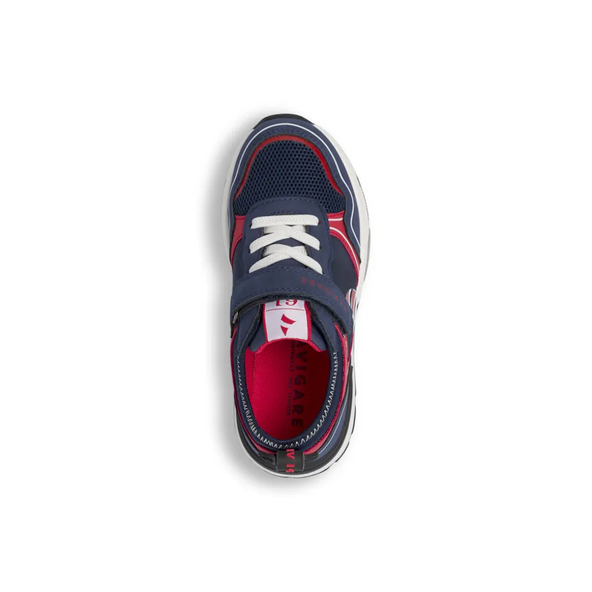 Sneakers da Ragazzo blu Navigare con dettagli rossi e lacci bianchi