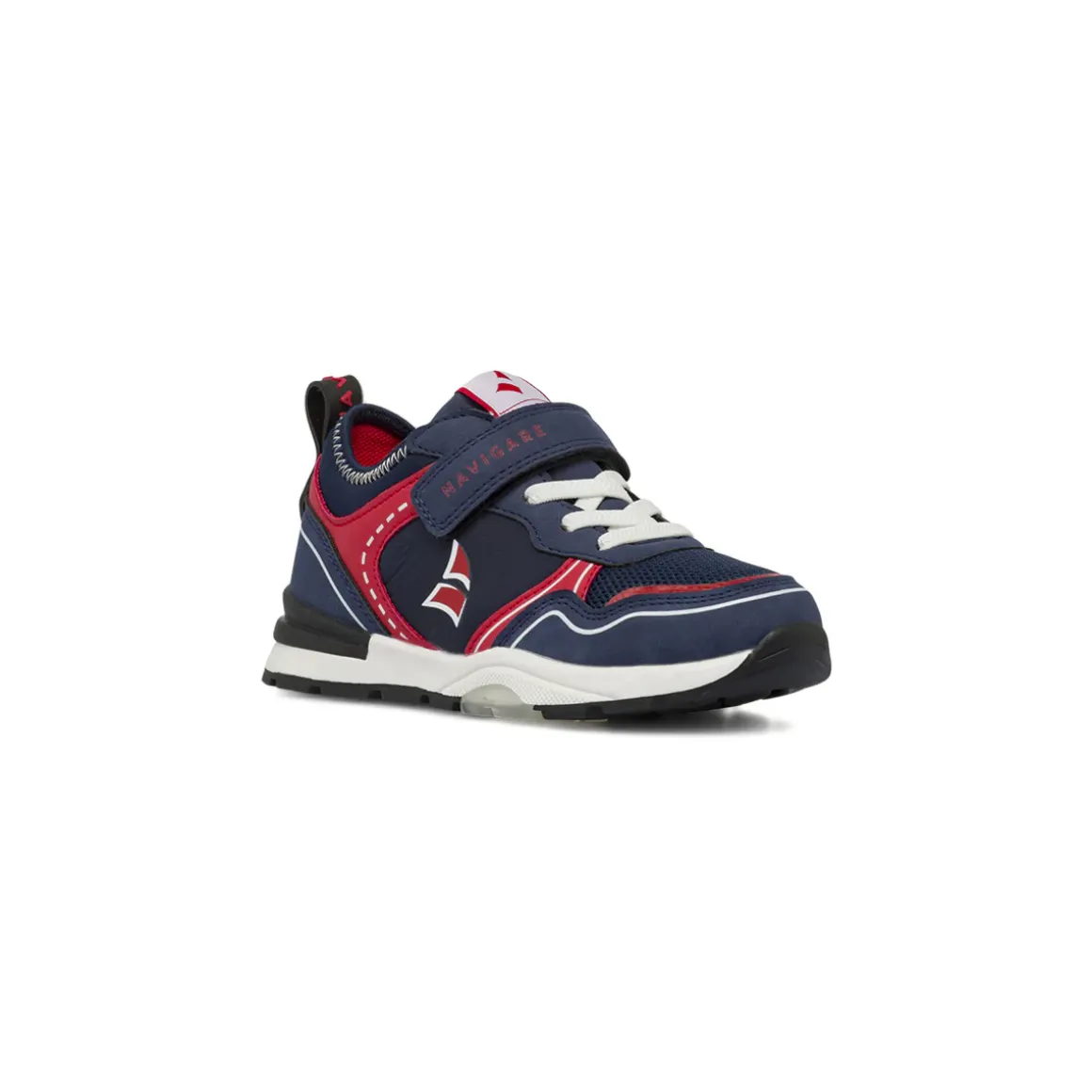 Sneakers da Ragazzo blu Navigare con dettagli rossi e lacci bianchi