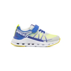 Sneakers da Ragazzo grigie e blu con strappo e lacci elastici Ducati