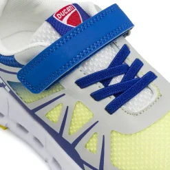 Sneakers da Ragazzo grigie e blu con strappo e lacci elastici Ducati