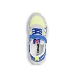 Sneakers da Ragazzo grigie e blu con strappo e lacci elastici Ducati