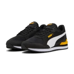 Sneakers da ragazzo nere con dettagli gialli Puma Runner V4