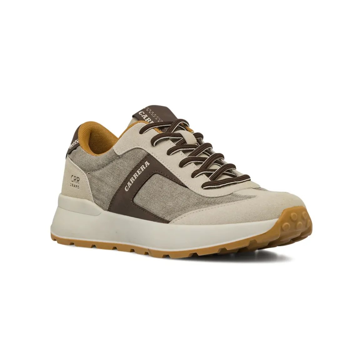 Sneakers da Uomo beige con dettagli marroni e logo Carrera Jeans