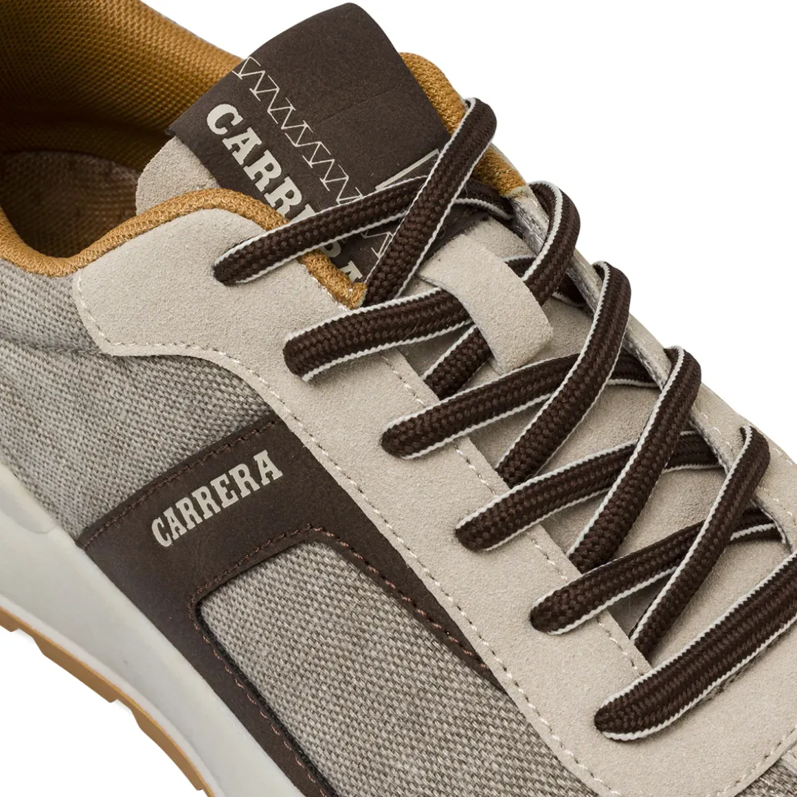 Sneakers da Uomo beige con dettagli marroni e logo Carrera Jeans