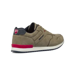 Sneakers da uomo beige Ducati con dettagli rossi e micro-perforazioni