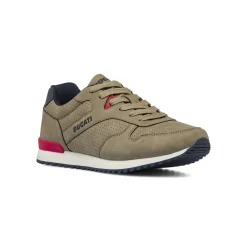 Sneakers da uomo beige Ducati con dettagli rossi e micro-perforazioni