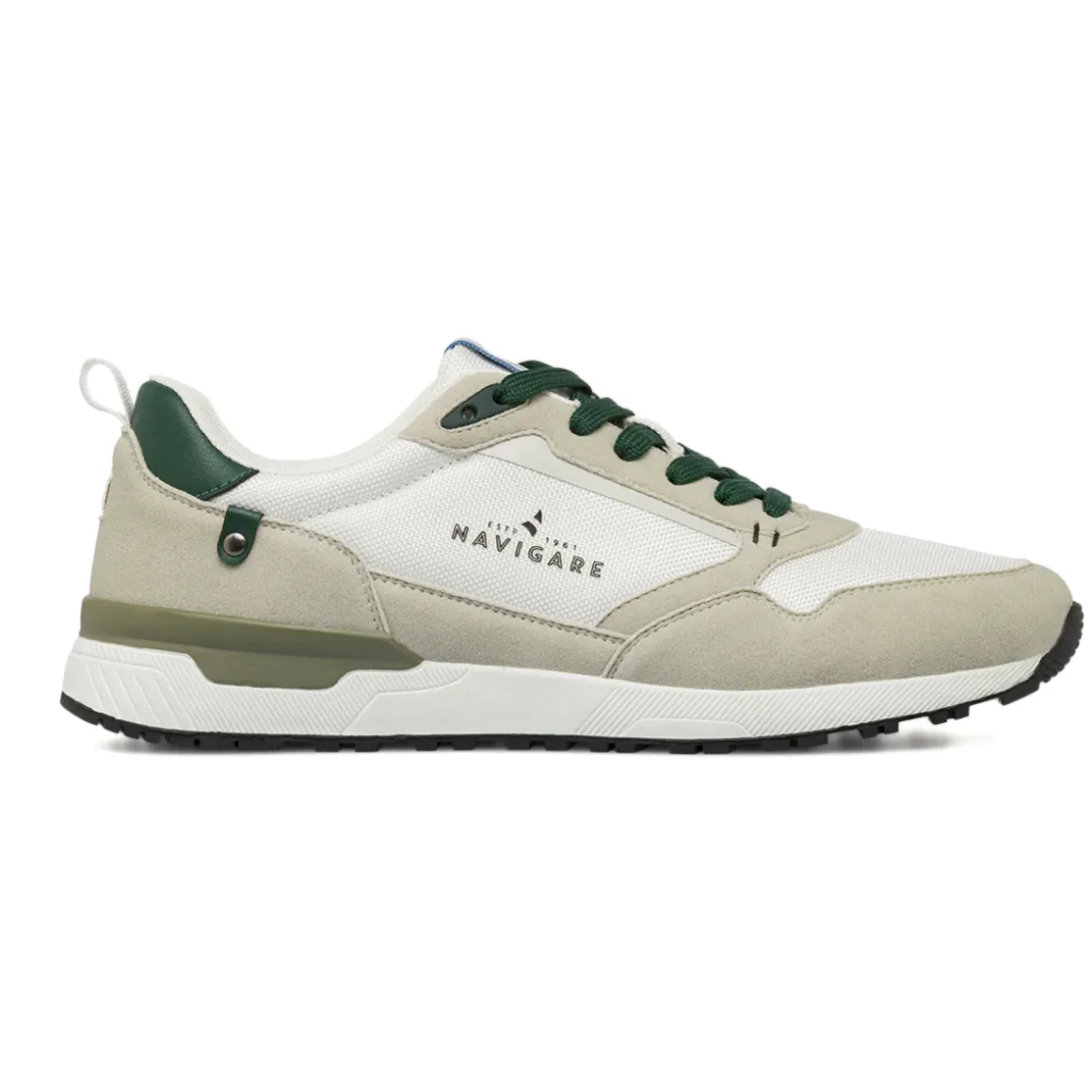 Sneakers da Uomo bianche con dettagli verdi e beige Navigare