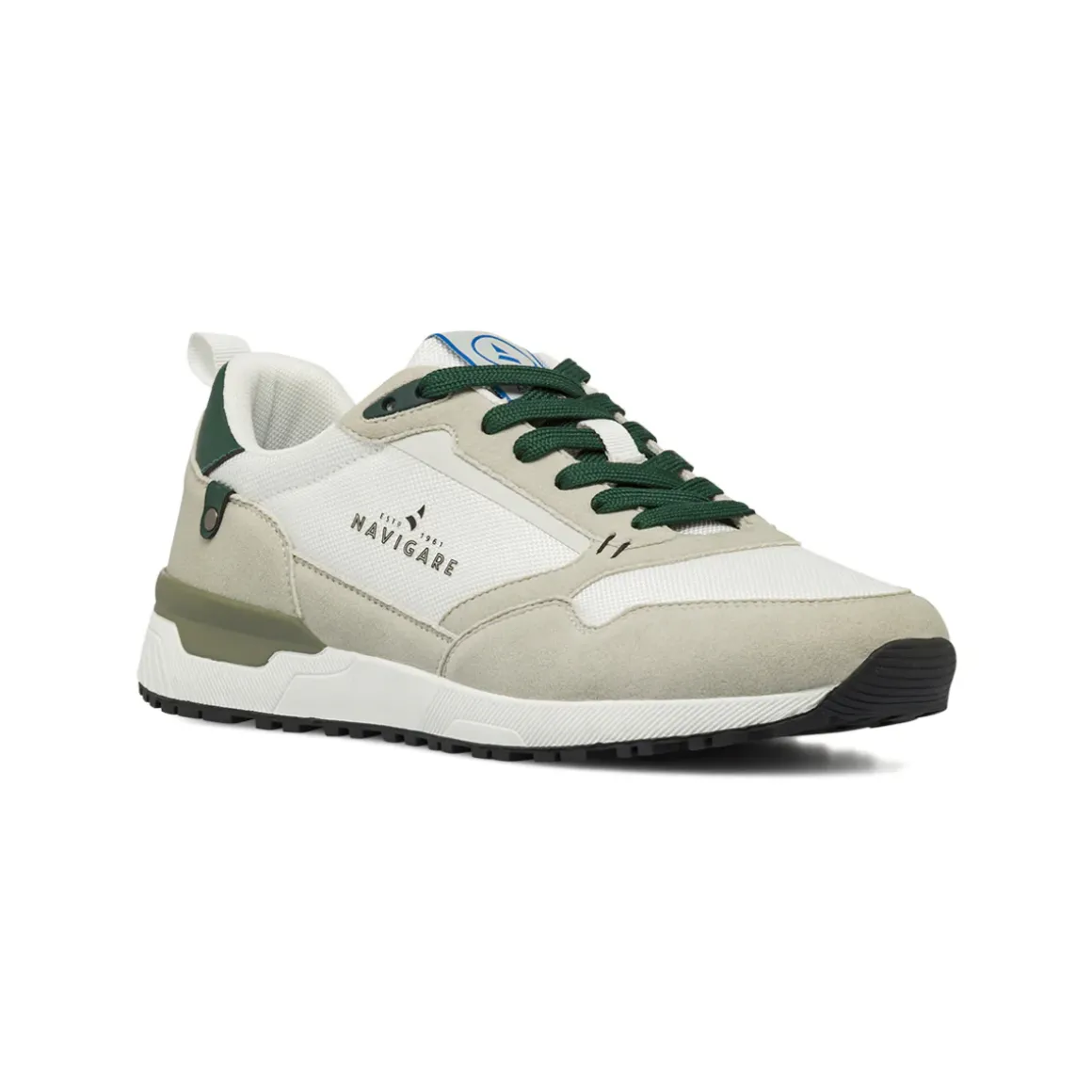 Sneakers da Uomo bianche con dettagli verdi e beige Navigare