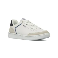 Sneakers da uomo bianche con dettagli blu e inserti grigi Gas