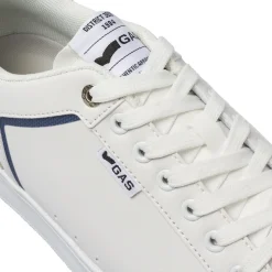 Sneakers da uomo bianche con dettagli blu e inserti grigi Gas