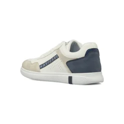Sneakers da uomo bianche con inserti beige e blu Navigare