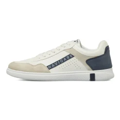 Sneakers da uomo bianche con inserti beige e blu Navigare