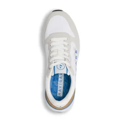 Sneakers da Uomo bianche con logo blu e inserti color ocra Navigare
