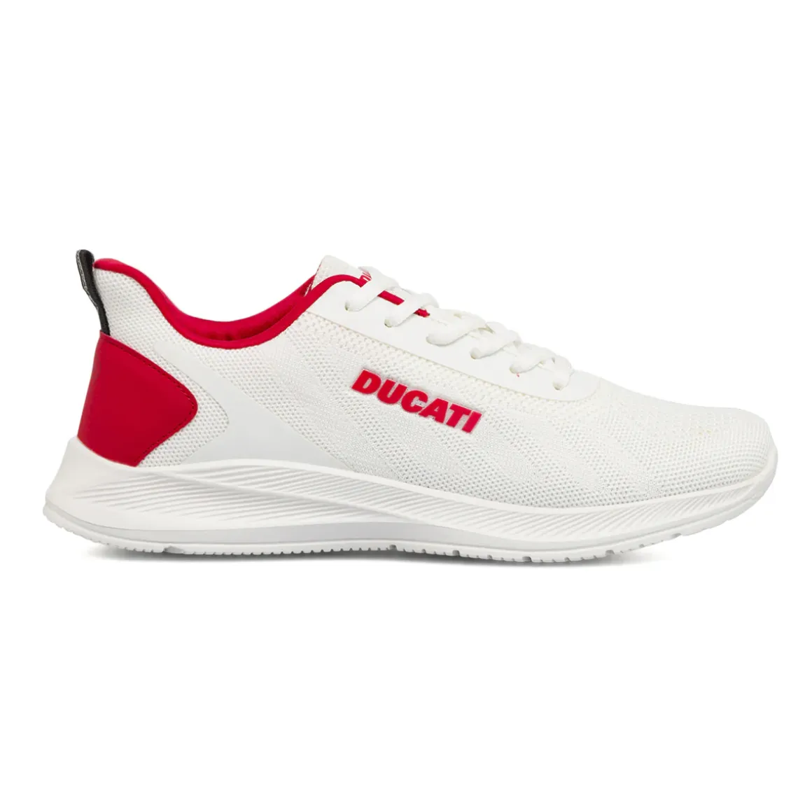Sneakers da Uomo bianche in tessuto mesh con dettagli rossi Ducati