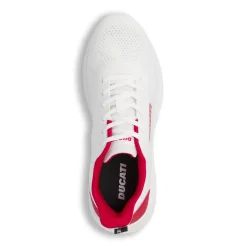 Sneakers da Uomo bianche in tessuto mesh con dettagli rossi Ducati