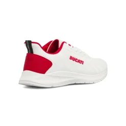 Sneakers da Uomo bianche in tessuto mesh con dettagli rossi Ducati