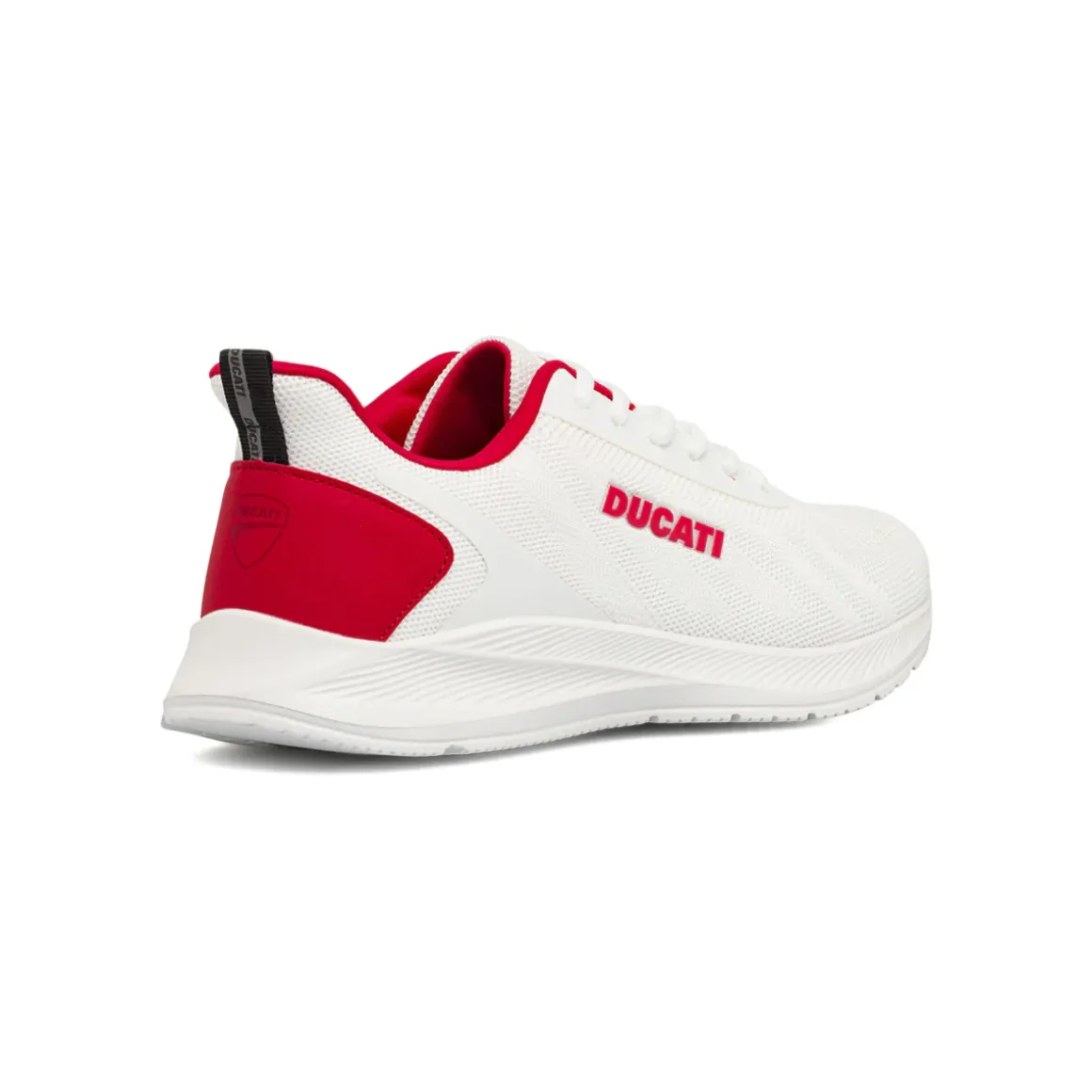 Sneakers da Uomo bianche in tessuto mesh con dettagli rossi Ducati