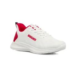 Sneakers da Uomo bianche in tessuto mesh con dettagli rossi Ducati