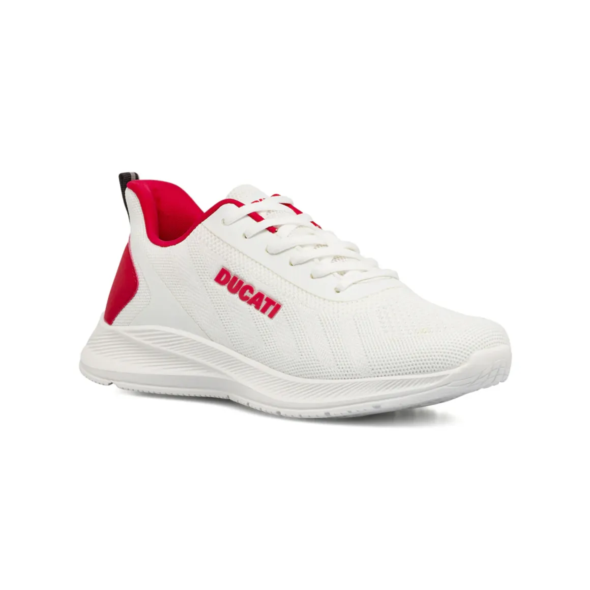 Sneakers da Uomo bianche in tessuto mesh con dettagli rossi Ducati