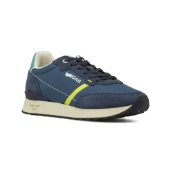 Sneakers da uomo blu con banda gialla Gas
