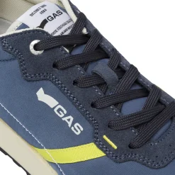 Sneakers da uomo blu con banda gialla Gas