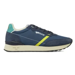 Sneakers da uomo blu con banda gialla Gas
