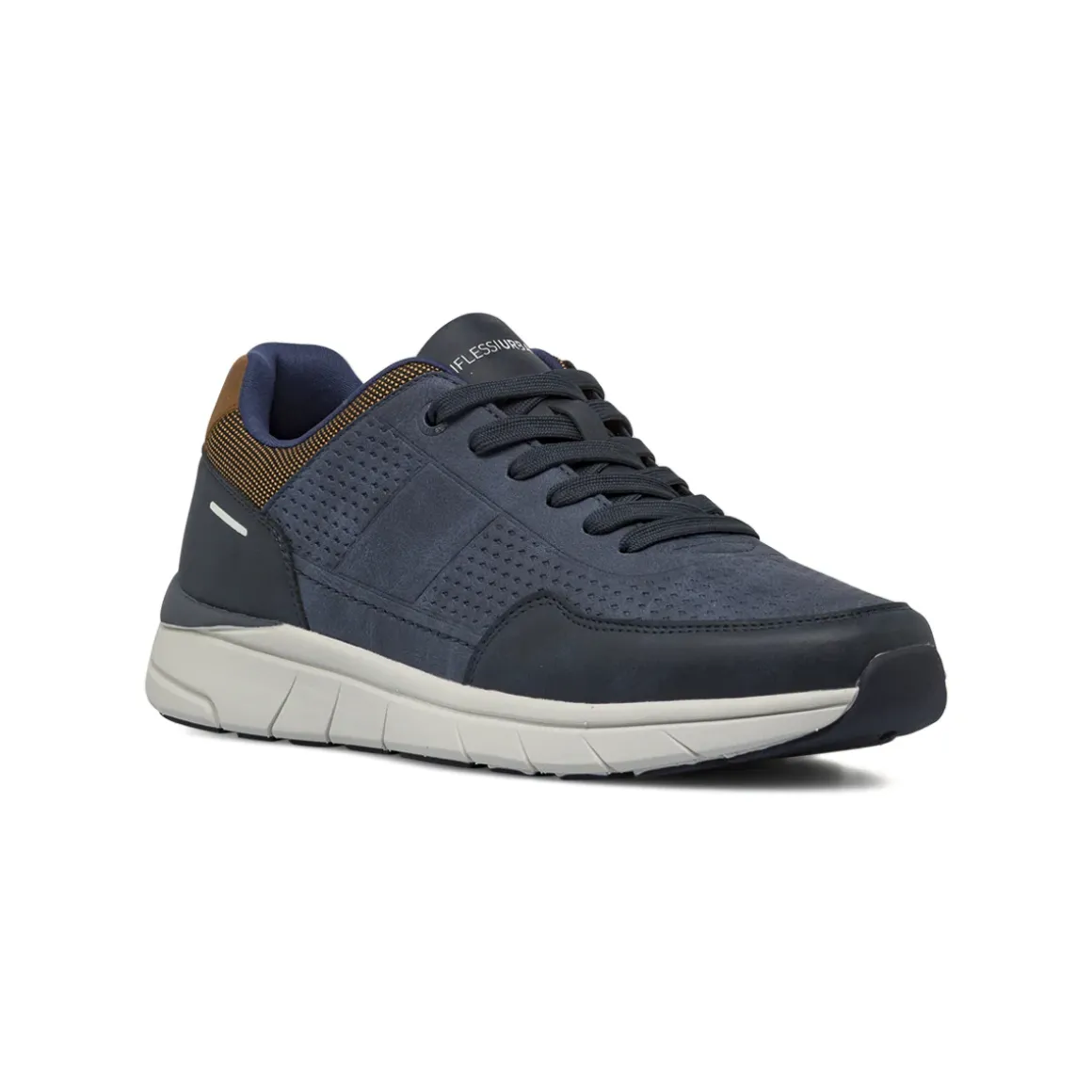 Sneakers da Uomo blu con dettagli marroni e micro-fori Riflessi Urbani